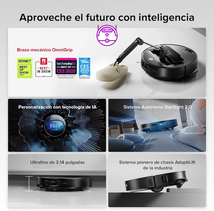 Premios y galardones del robot aspirador Roborock Saros Z70 en el CES de tecnología
