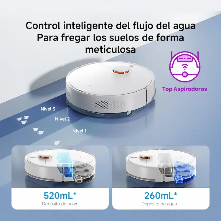 Robot aspirador Xiaomi S40C con navegación láser LDS 360 y 5000 Pa de succión